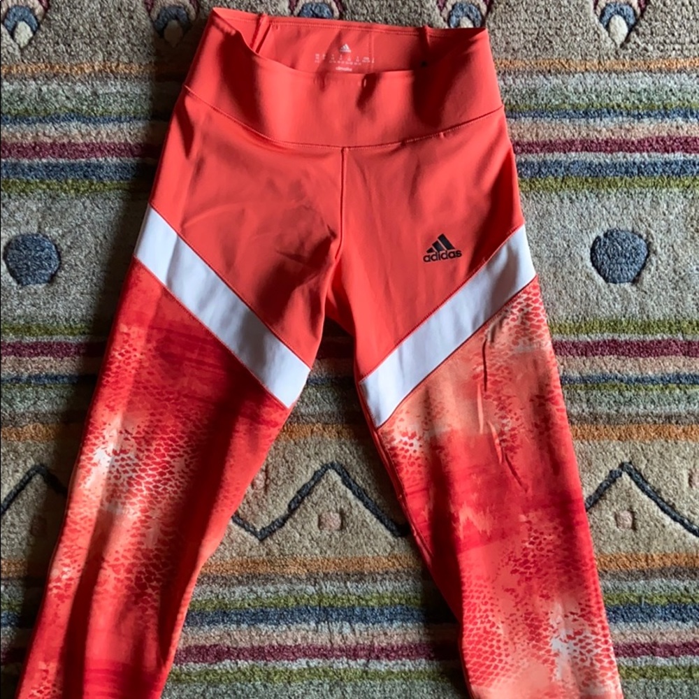 Pink snakeskin adidas leggings